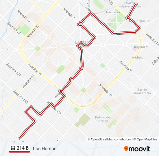 Mapa de 214 B de Colectivo