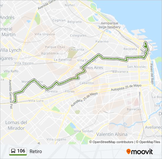 Mapa de 106 de Colectivo