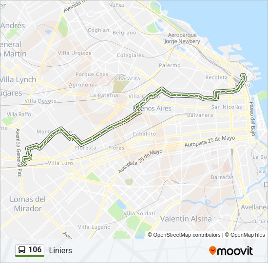 Mapa de 106 de Colectivo