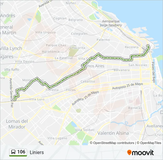 106 Colectivo Line Map
