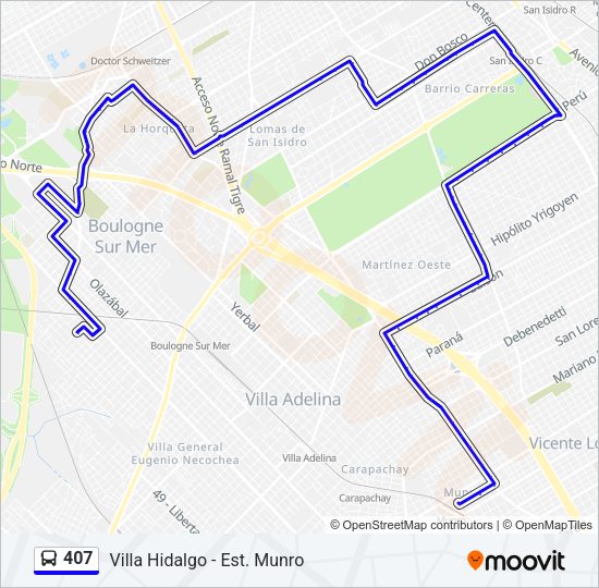 Mapa de 407 de Colectivo