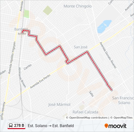 Mapa de 278 B de Colectivo