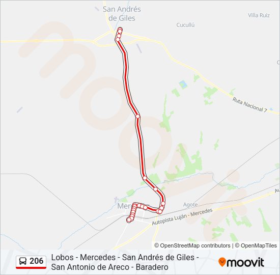 Mapa de 206 de Colectivo