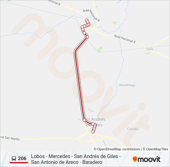 Mapa de 206 de Colectivo