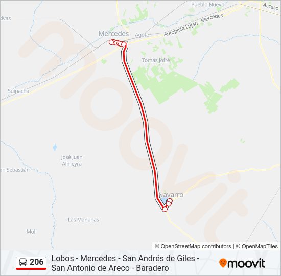 Mapa de 206 de Colectivo
