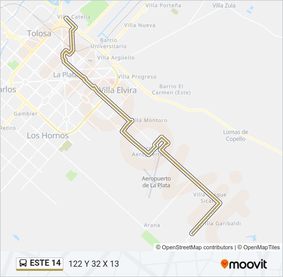 ESTE 14 Colectivo Line Map
