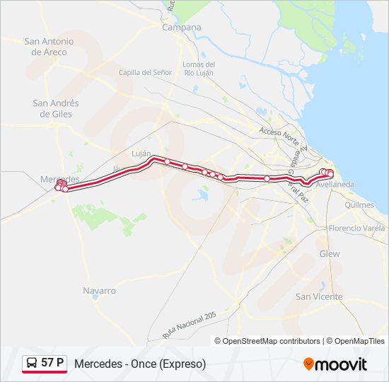 57 P Colectivo Line Map