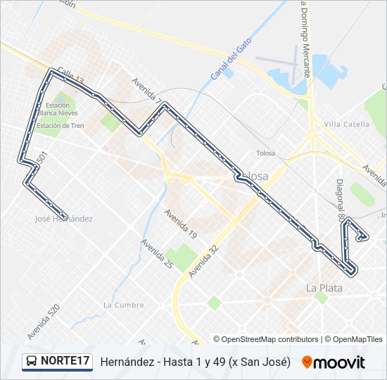 NORTE17 Colectivo Line Map