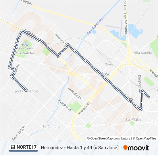 NORTE17 Colectivo Line Map