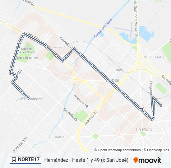 NORTE17 Colectivo Line Map