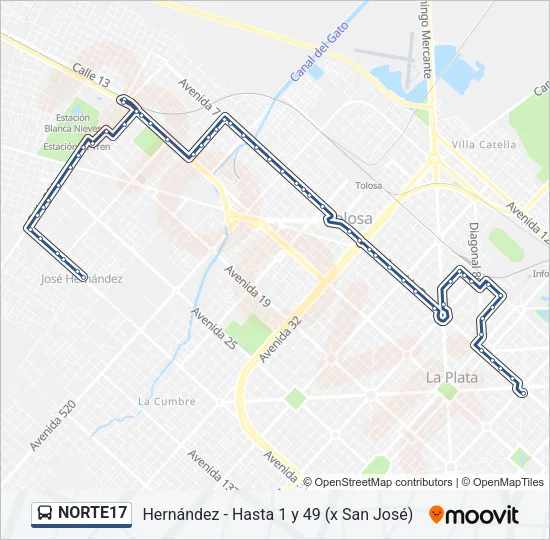 NORTE17 Colectivo Line Map