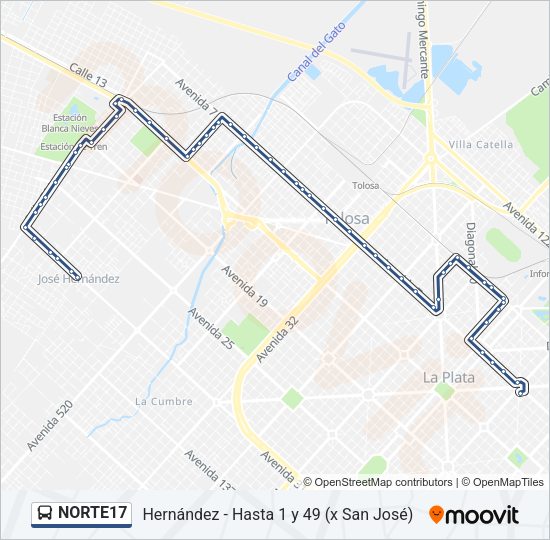 NORTE17 Colectivo Line Map
