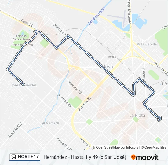 NORTE17 Colectivo Line Map