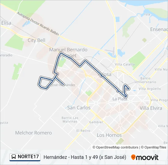 NORTE17 Colectivo Line Map