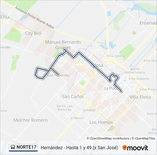 NORTE17 Colectivo Line Map