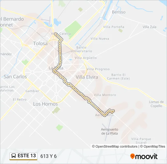 ESTE 13 Colectivo Line Map
