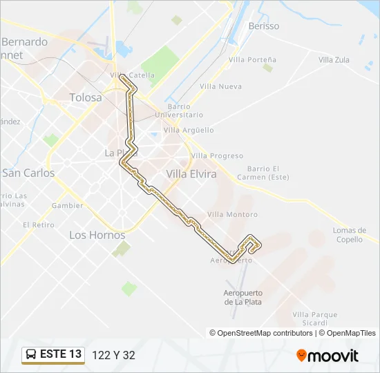 ESTE 13 Colectivo Line Map