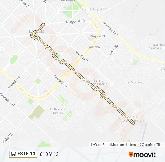 ESTE 13 Colectivo Line Map