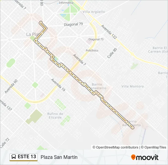 ESTE 13 Colectivo Line Map