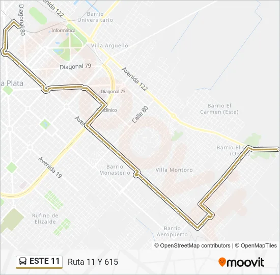 ESTE 11 Colectivo Line Map