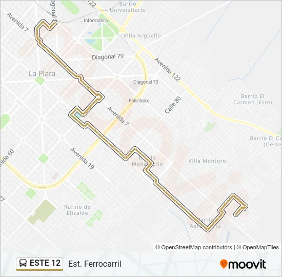 ESTE 12 Colectivo Line Map