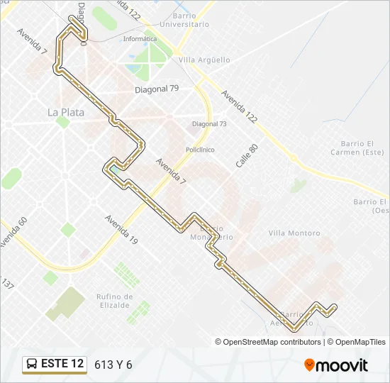 ESTE 12 Colectivo Line Map
