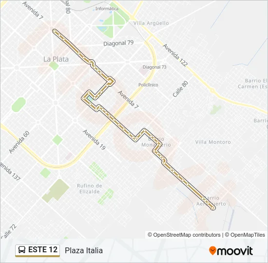 ESTE 12 Colectivo Line Map