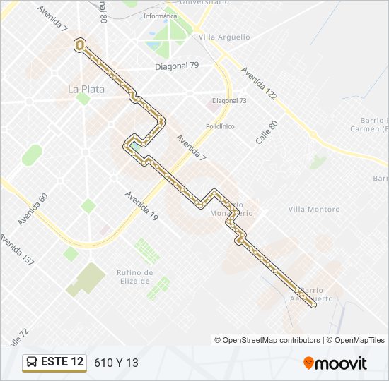 ESTE 12 Colectivo Line Map