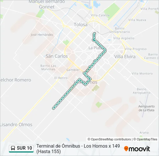 SUR 10 Colectivo Line Map