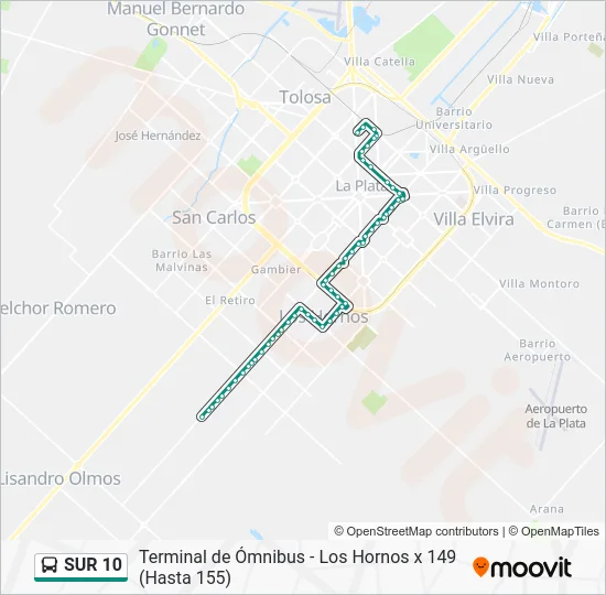 SUR 10 Colectivo Line Map