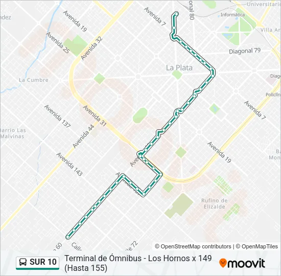 SUR 10 Colectivo Line Map