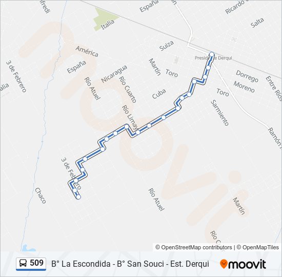 Mapa de 509 de Colectivo