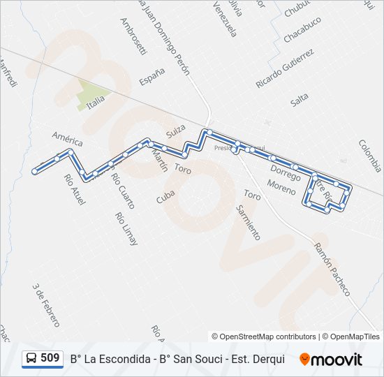 Mapa de 509 de Colectivo