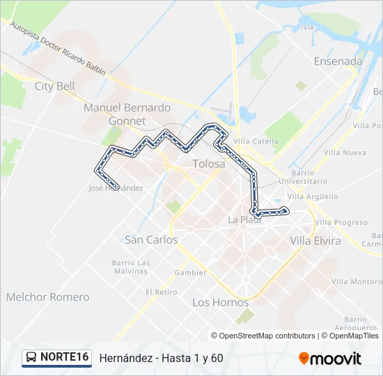 NORTE16 Colectivo Line Map
