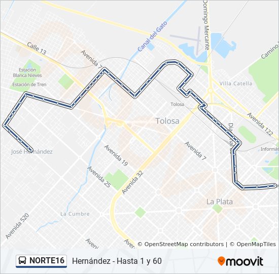 NORTE16 Colectivo Line Map