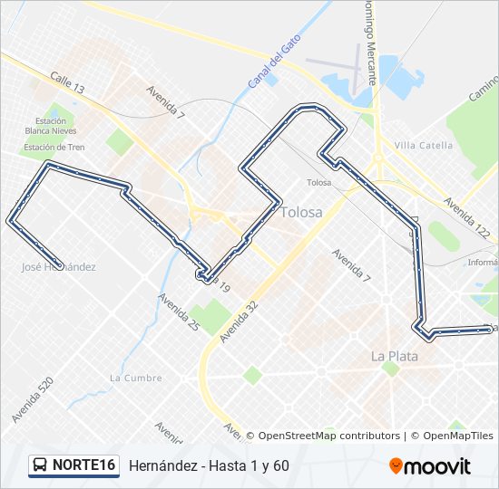 NORTE16 Colectivo Line Map