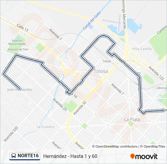 NORTE16 Colectivo Line Map