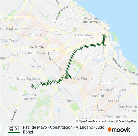 91 Colectivo Line Map