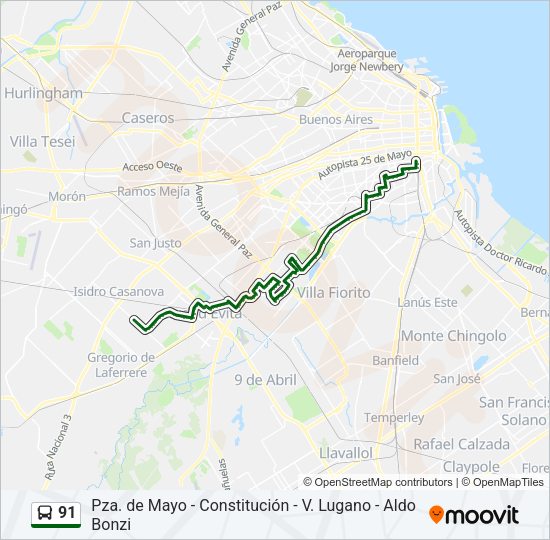 Mapa de 91 de Colectivo