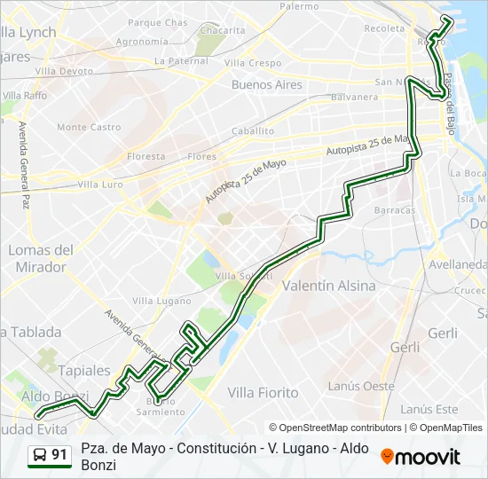 91 Colectivo Line Map