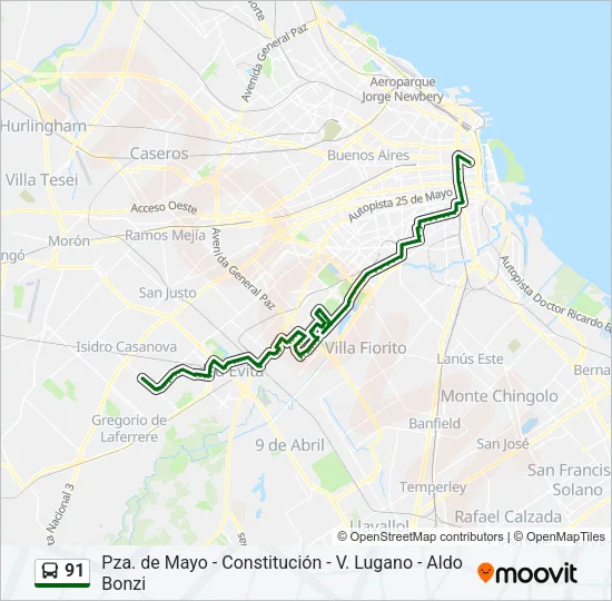 91 Colectivo Line Map