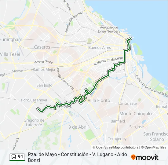 91 Colectivo Line Map
