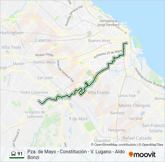 91 Colectivo Line Map