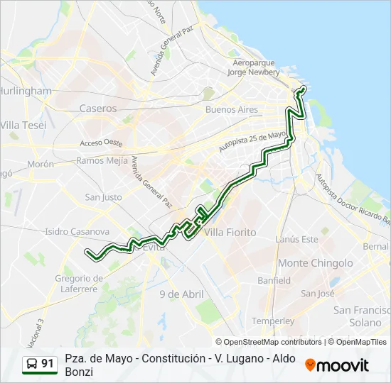 91 Colectivo Line Map