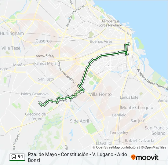 91 Colectivo Line Map