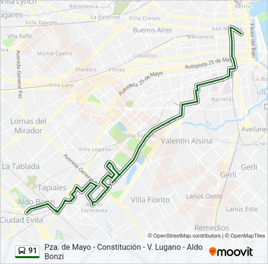 91 Colectivo Line Map