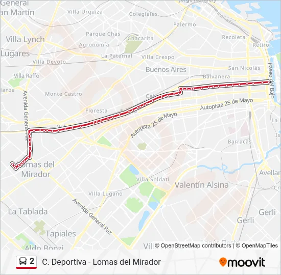 2 Colectivo Line Map