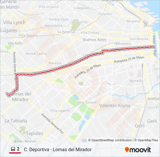 2 Colectivo Line Map