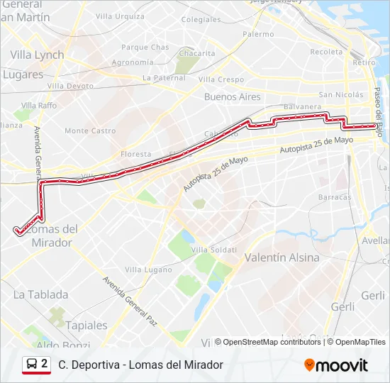2 Colectivo Line Map