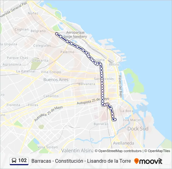 102 Colectivo Line Map